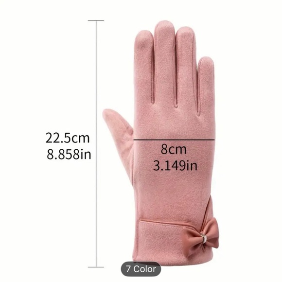 Elegant Woman’s Burgundy Wine Soft Gloves with Bow Accent - Picture 3 of 5